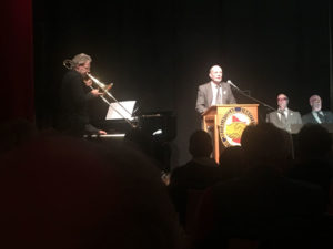 Jörg Huke an der Posaune, am Klavier Bernd Spanier, Bernhard Geffke